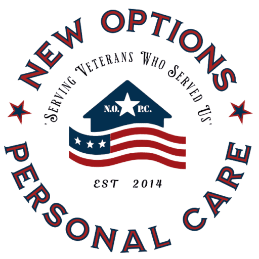 Logo with patriotic theme for personal care serving veterans.